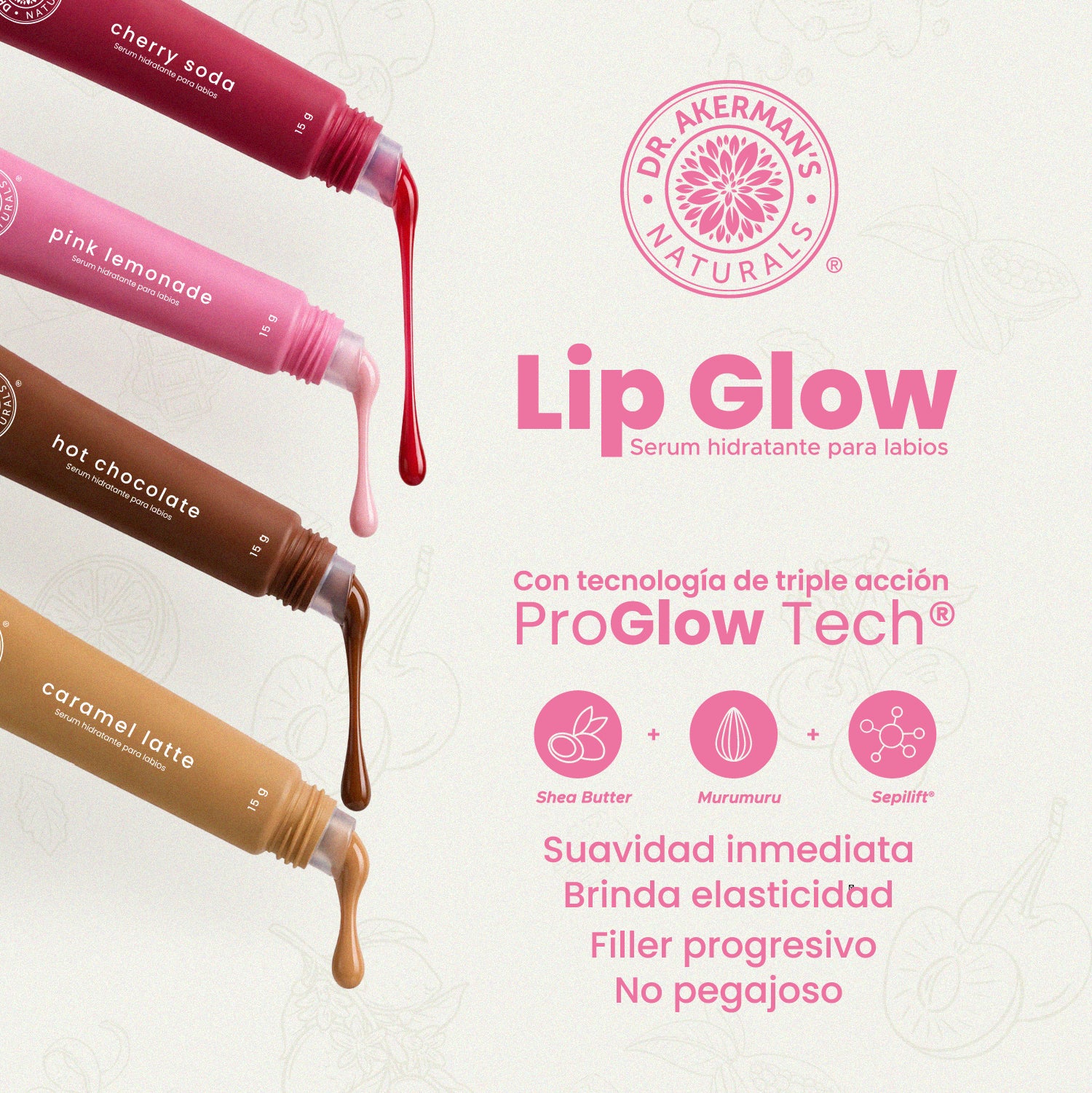 Lip Glow Serum Hot Chocolate Dr Akerman´s Ultra Hidratante Filler Progresivo No pegajoso