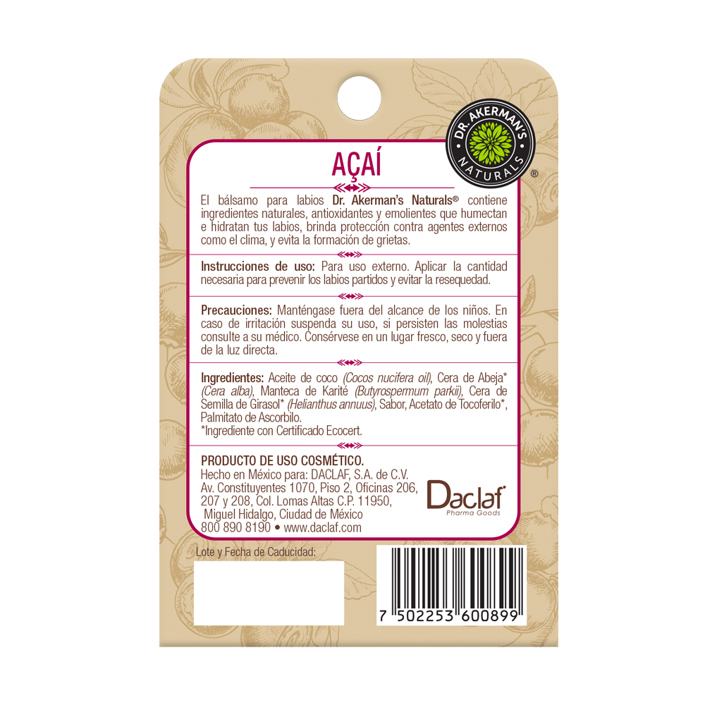 Balsamo Labial Dr Akerman´s Acai 4.5g