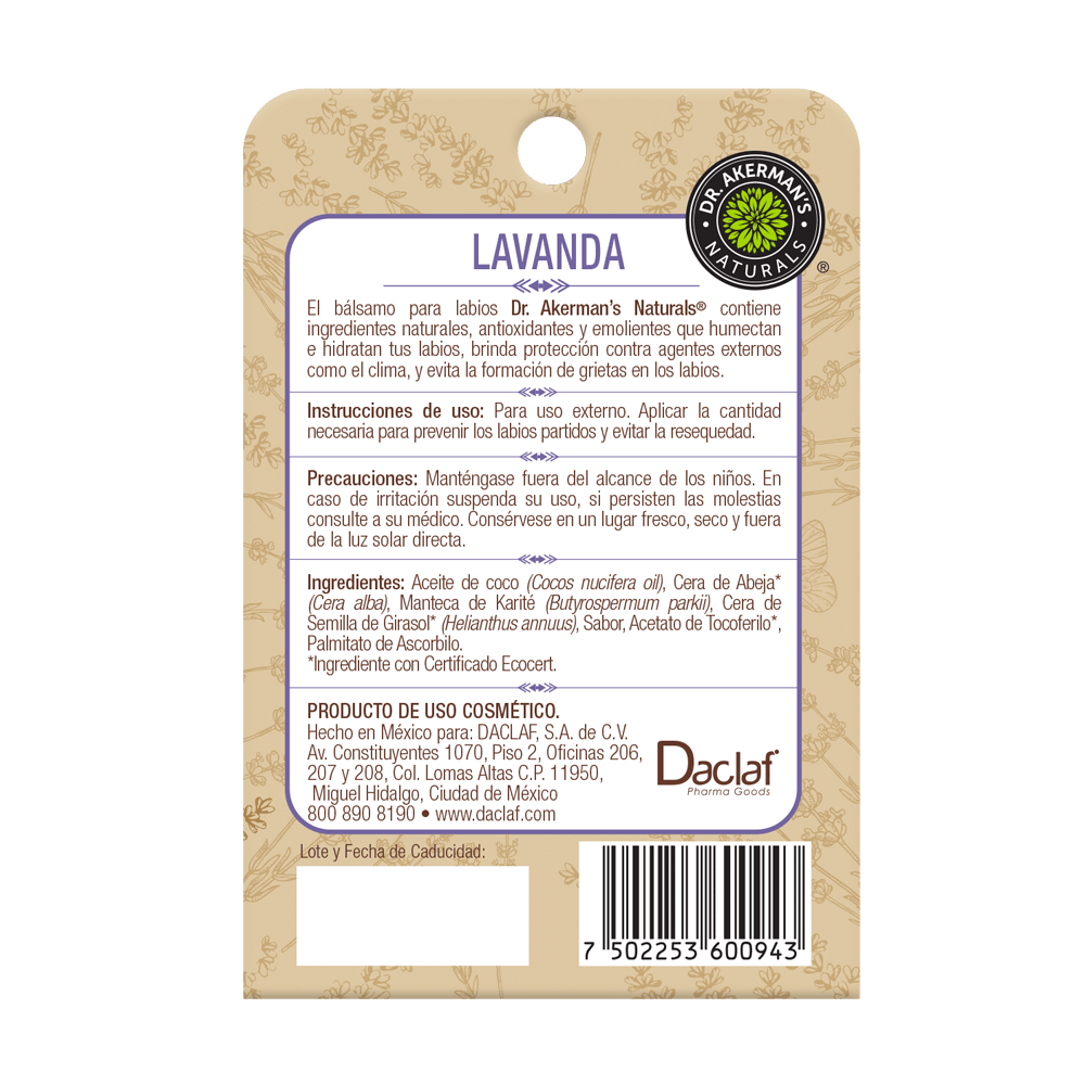 Balsamo Labial Dr Akerman´s Lavanda 4.5g